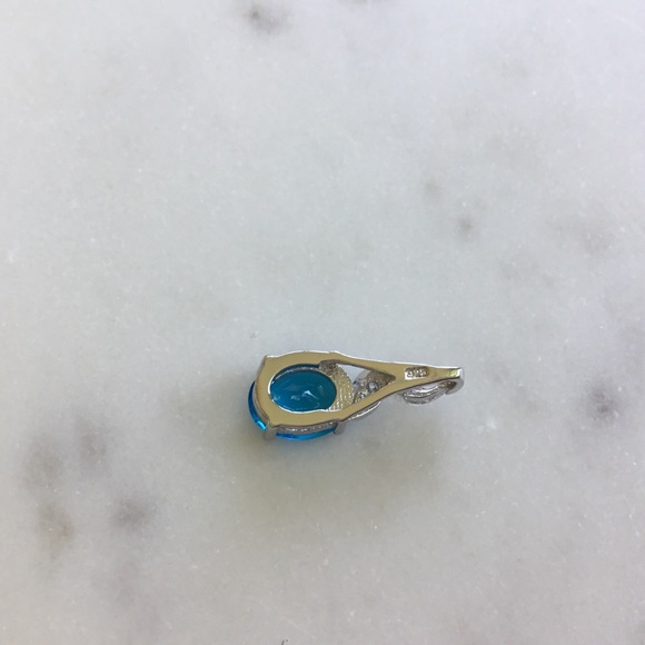 Sterling Silver Aqua Cz Necklace - Picture 15 of 16